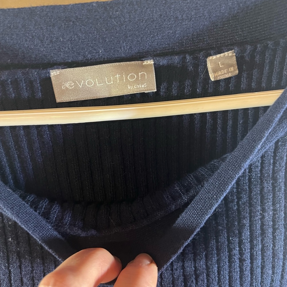 Revolution Deep Blue Ribbed Women's Sweater - Picture 2 of 3